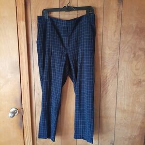 one by chapter one womens navy blue plaid elastic waist pockets pants size L
